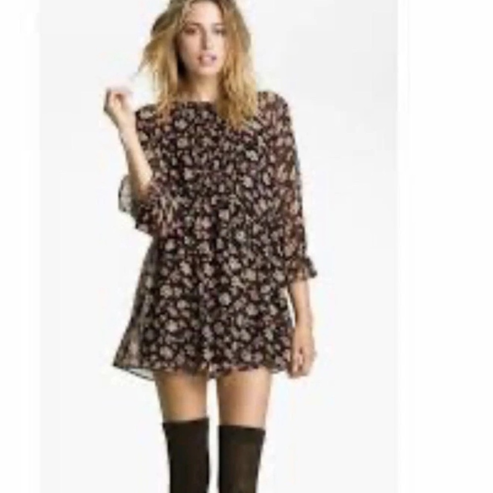 Free People Black Floral Mini Dress 2